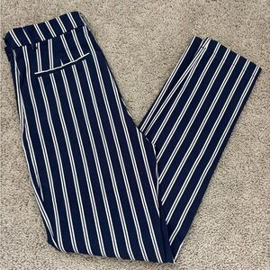 Navy & White Striped Dress Pants